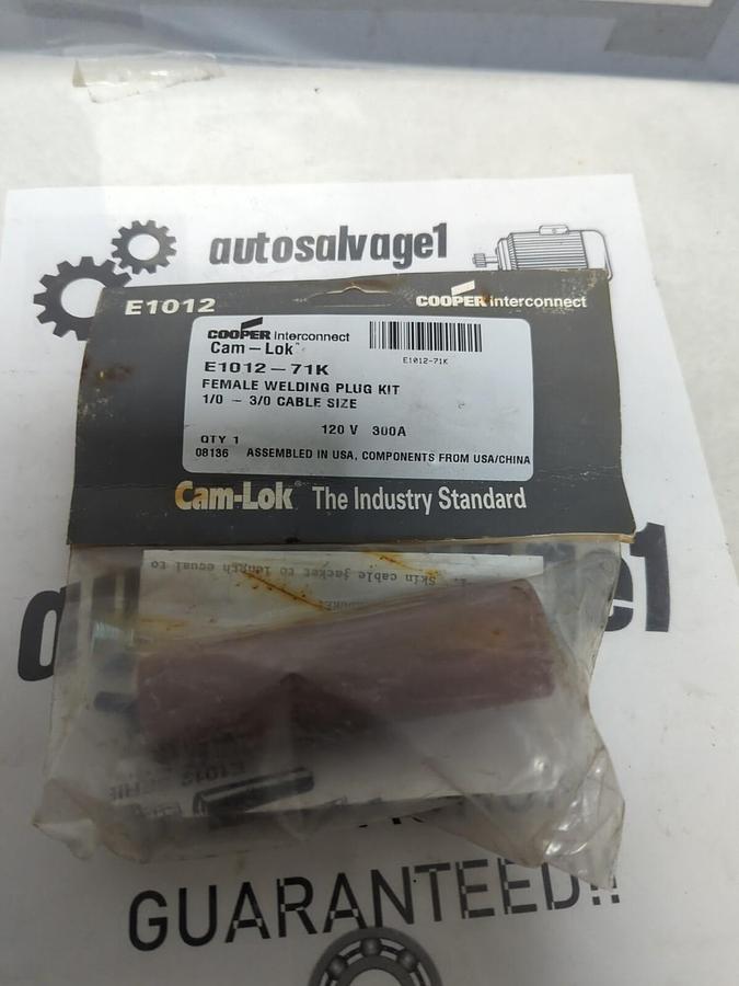 Used COOPER INTERCONNECT,E1012-71K,FM WELDING PLUG KIT 120V 300A 1/0-3/0 CABLE SIZE