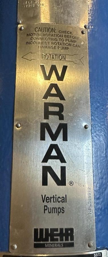 Weir/Warman,MDS43097,4" Vertical Slurry Pump w/75Hp Motor