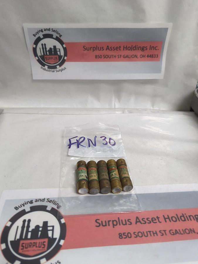 Used COOPER BUSSMANN,FRN30,FUSETRON 30 AMP FUSE LOT OF 5 PRE-OWNED