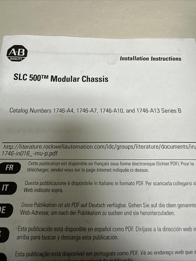 Used Allen Bradley,1746-A4,4 Slot SLC500 Rack