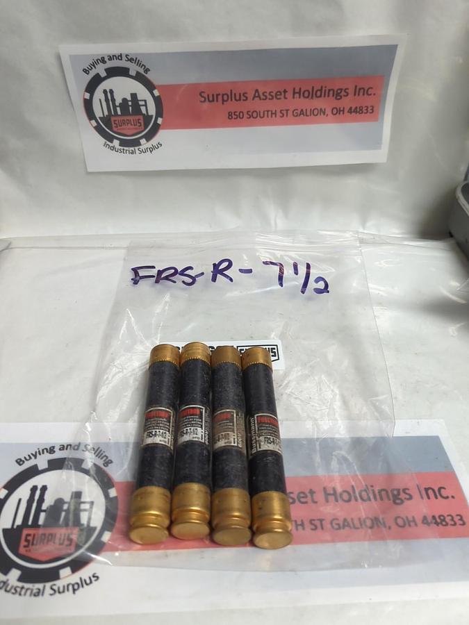 Used COOPER BUSSMANN,FRS-R-7-1/2,FUSETRON 7-1/2 AMP FUSE LOT OF 4 PRE-OWNED