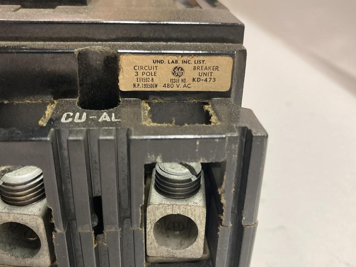 Used General Electric,TEF134100,3-Pole Circuit Breaker 100A 480Vac