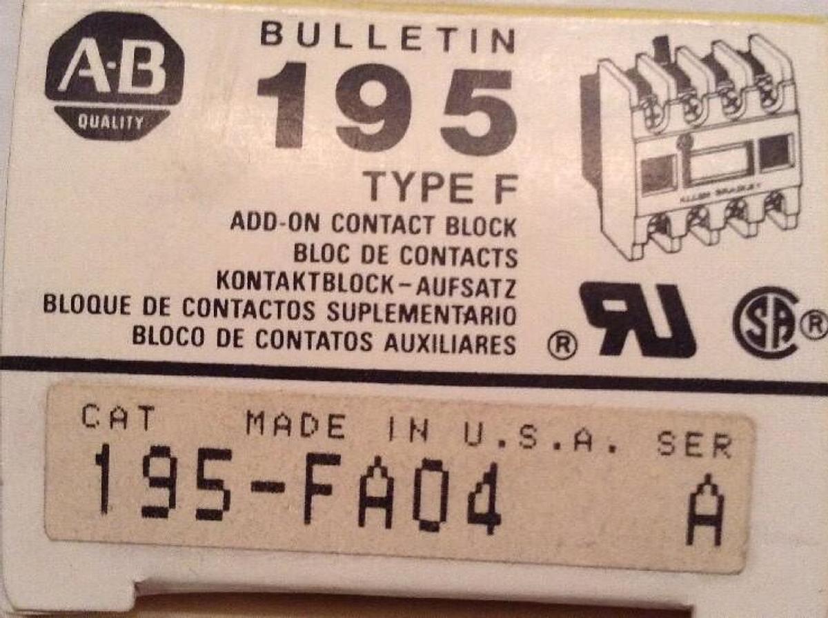 Allen-Bradley,195-FA04,Add On Contact Blocks Series A LOT OF 4