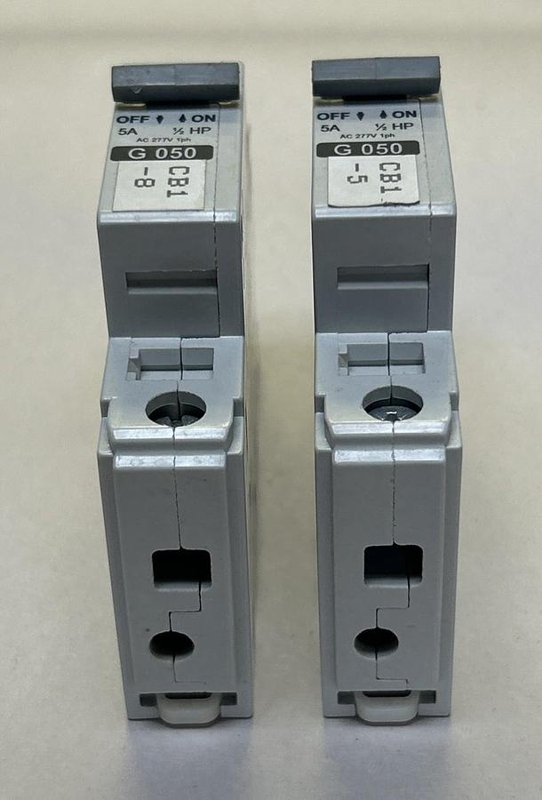 Used ALLEN BRADLEY,1492-CB1G050,CIRCUIT BREAKER 5A 277V 1P LOT OF 2