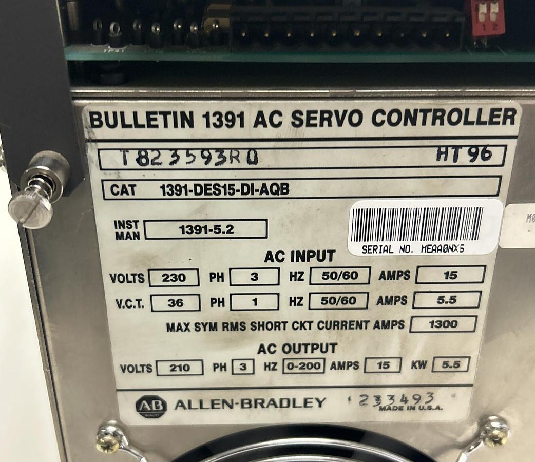 Used ALLEN BRADLEY,1391-DES15-DI-AQB,AC SERVO CONTROLLER