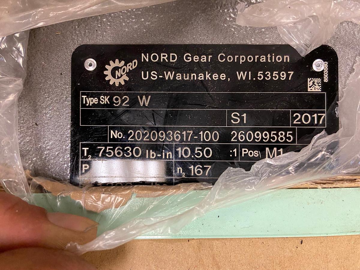 Used NORD GEAR,SK92-W,GEAR REDUCER RATIO 10.5 75630 LB-IN OUTPUT 167RPM