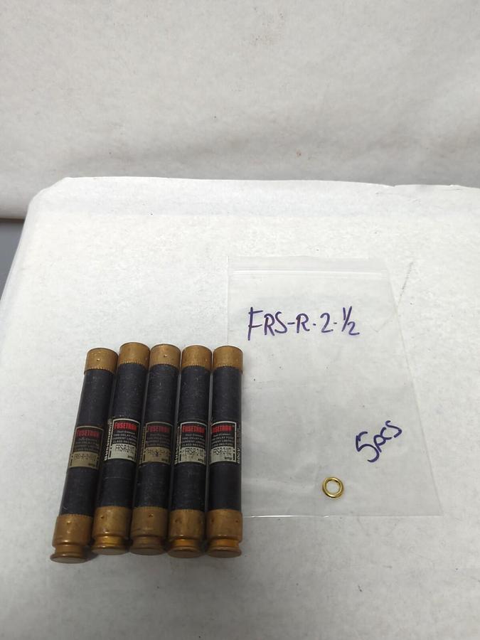 Used COOPER BUSSMANN,FRS-R-2-1/2,FUSETEON 2-1/2 AMP FUSE LOT OF 5 PRE-OWNED