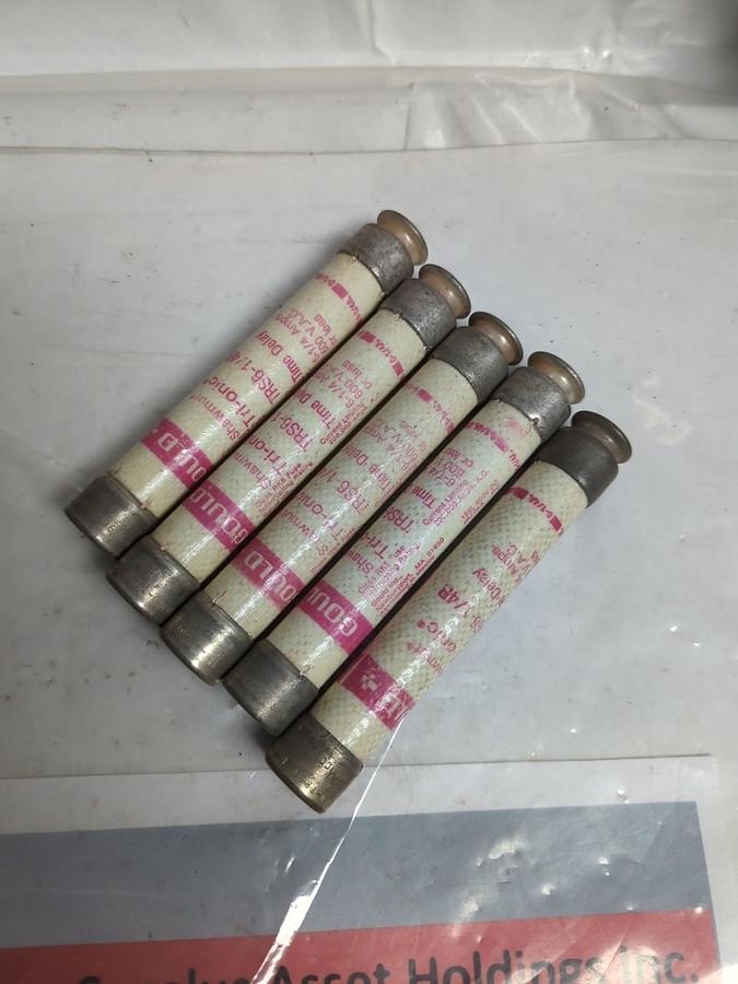 Used GOULD SHAWMUT,TRS6-1/4R,TRI-ONIC 6-1/4 AMP FUSE LOT OF 5 PRE-OWNED