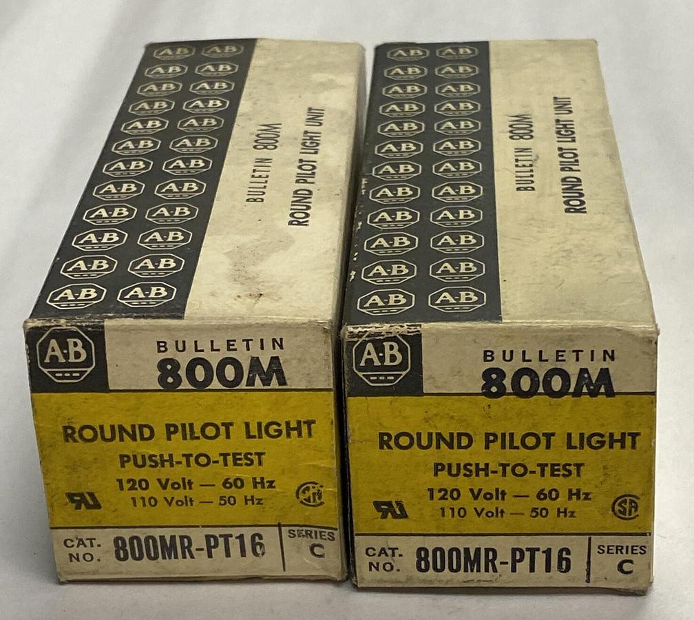 ALLEN BRADLEY,800MR-PT16R,SERIES C PUSH TO TEST PILOT SWITCH LOT OF 2 NOS