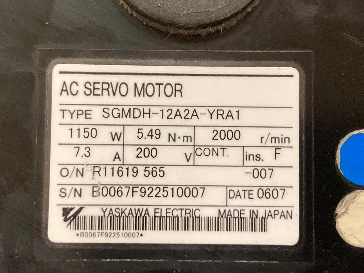 Used Yaskawa Electric,SGMDH-12A2A-YRA1,AC Servo Motor