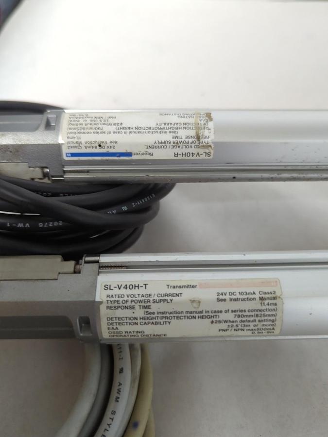 Used KEYENCE,SL-V40H-T-SL-V40H-R,LIGHT CURTAIN TRANSMITTER & RECEIVER SET 24VDC 103mA