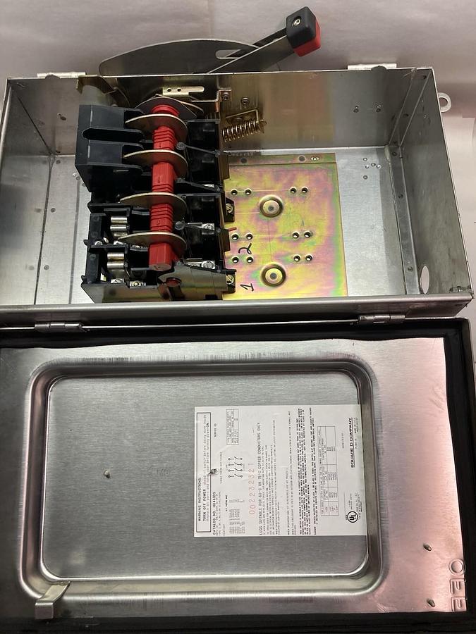 Used Square D,HU461DS,SS Non Fused Safety Disconnect Switch 30a 600v