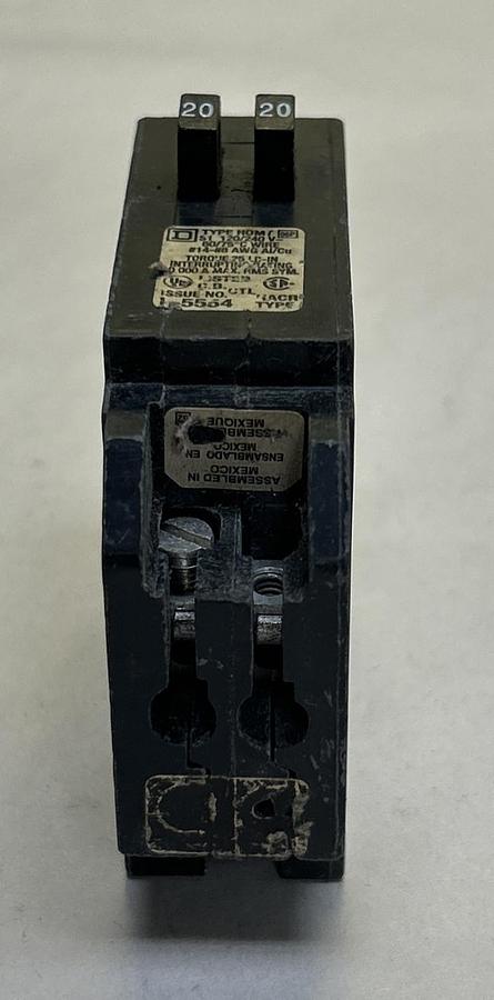 Used SQUARE D,HOMT2020,TANDEM CIRCUIT BREAKER 20A 120/240V 2P
