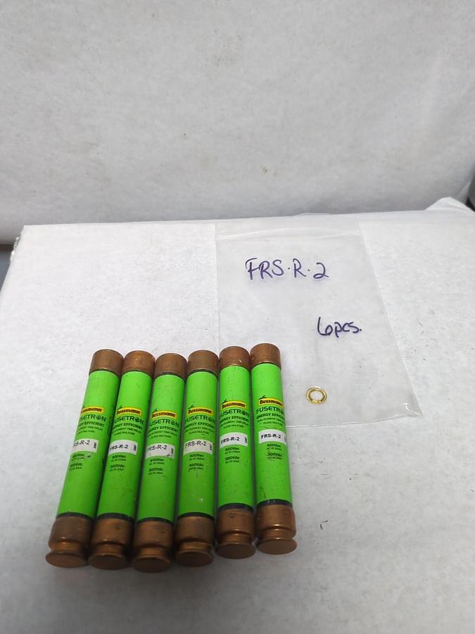 Used COOPER BUSSMANN,FRS-R-2,FUSETRON 2 AMP FUSE LOT OF 6 PRE-OWNED