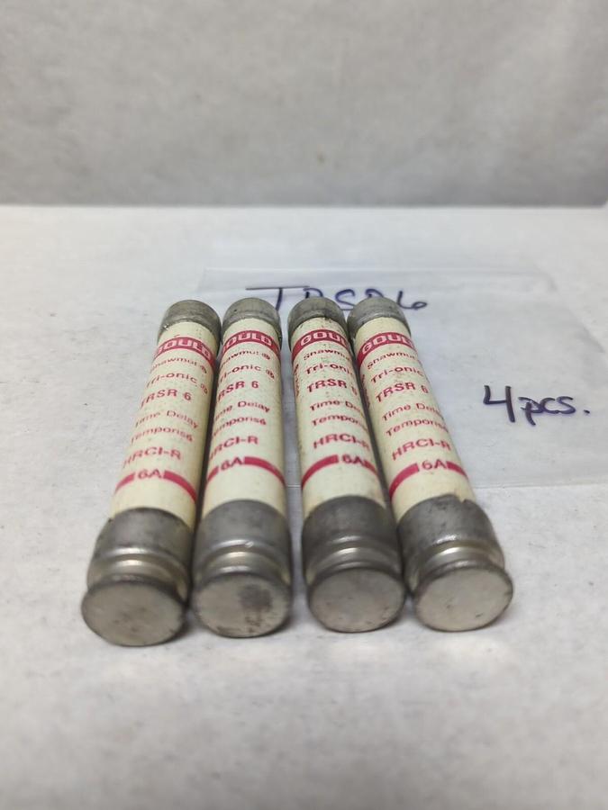 Used GOULD SHAWMUT,TRSR6,TRI-ONIC 6 AMP FUSE LOT OF 4 PRE-OWNED