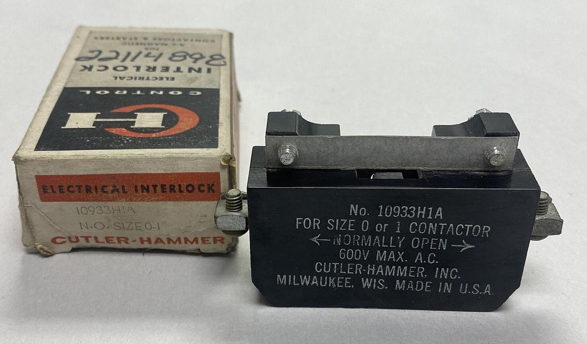 CUTLER HAMMER,10933H-1A,AUXILIARY CONTACT SIZE 0-1 600V NOS