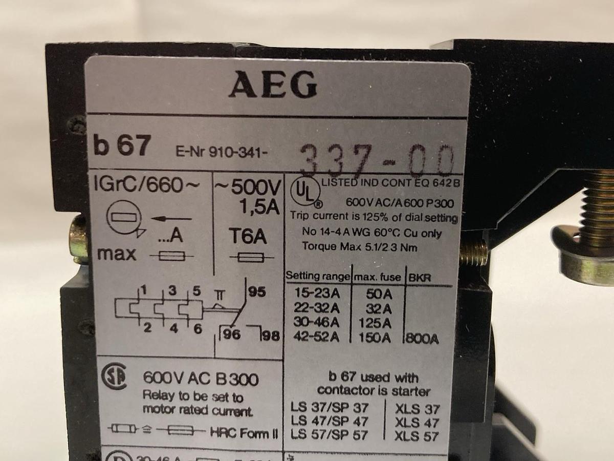 AEG,b 67 910-341-337-00,Thermal Overload Relay