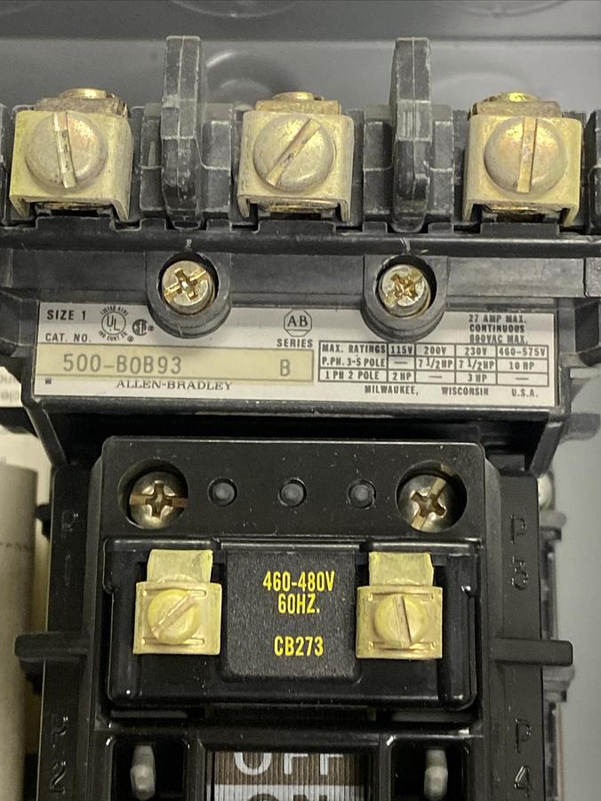 Allen Bradley,500-BAB93,Series B AC Contractor Size 1 27Amp 600V New