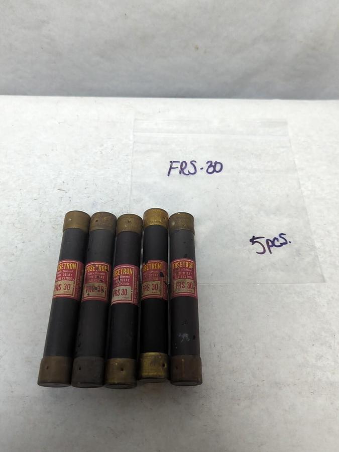 Used COOPER BUSSMANN,FRS-30,FUSETRON 30 AMP FUSE LOT OF 5 PRE-OWNED