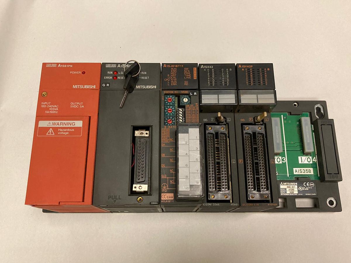 Used Mitsubishi,A1S61PN A1SHCPU A1SJ61BT11 A1SX42 A1SY42P,PLC Rack Assembly