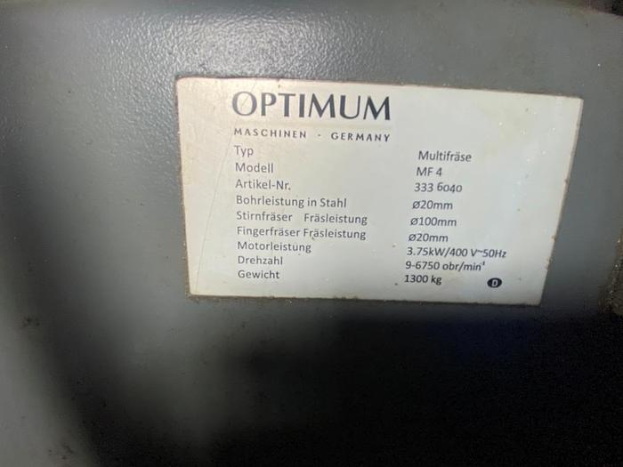 Used Used Optimum Opti MF 4 Vario Turret Milling Machine