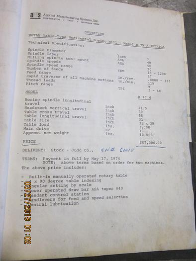 Used 1974 Wotan B-75-M