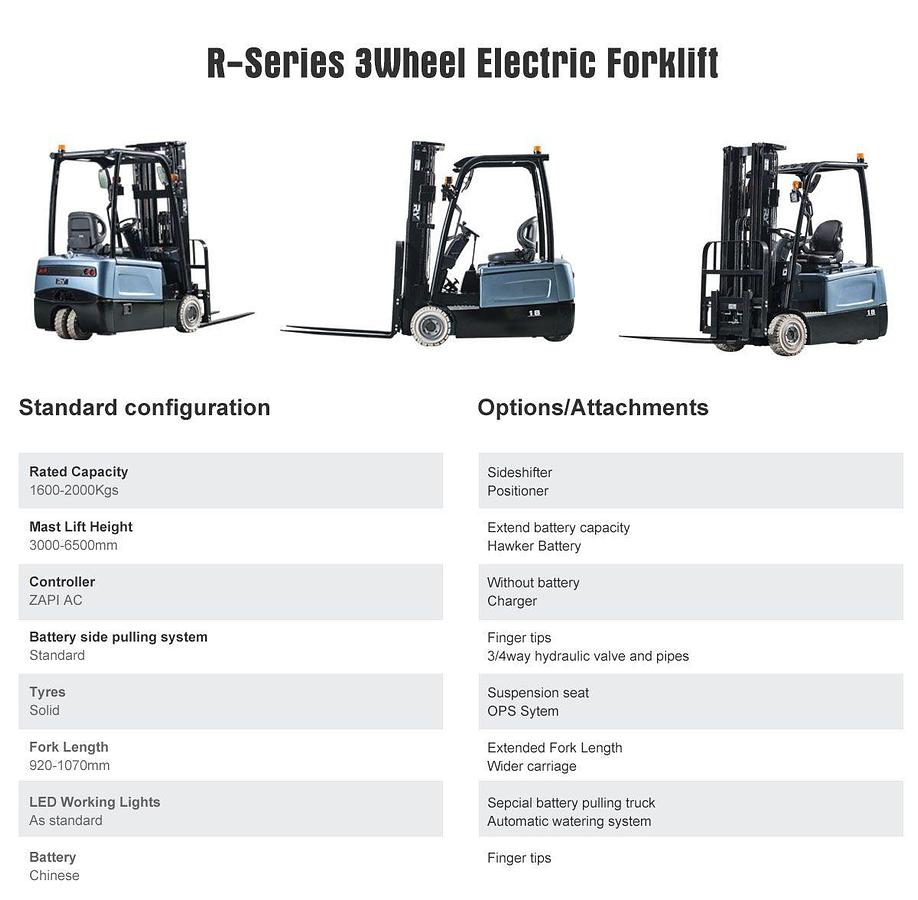 RY R-Series 3Wheel Electric Forklift