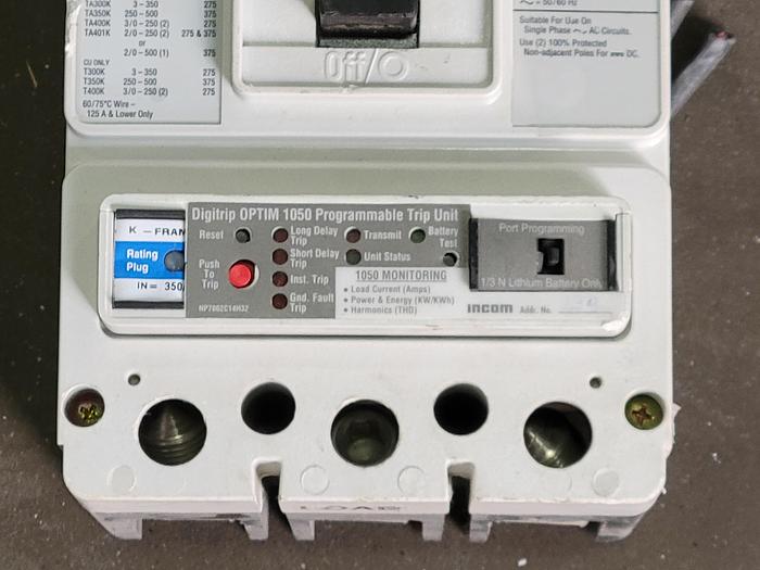 Surplus Eaton Cutler-Hammer KDC3400T106W 400 Amp 3-pole Electronic Circuit Breaker, 600V, 3-ph