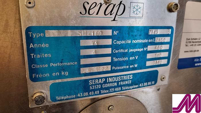 Used Serap SM 2160 STainless Steel Refrigerated Tank with Cleaning System