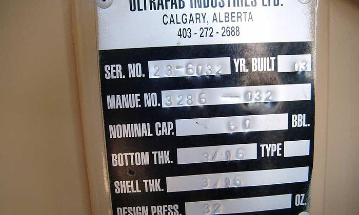 Used 60 BBL Ultrafab Tank/Separator Package