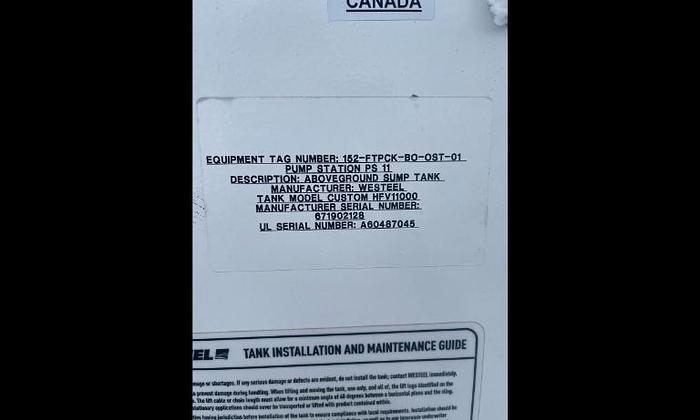 Used 64″ x 20′ 3000 USG Double Walled Sump Tanks