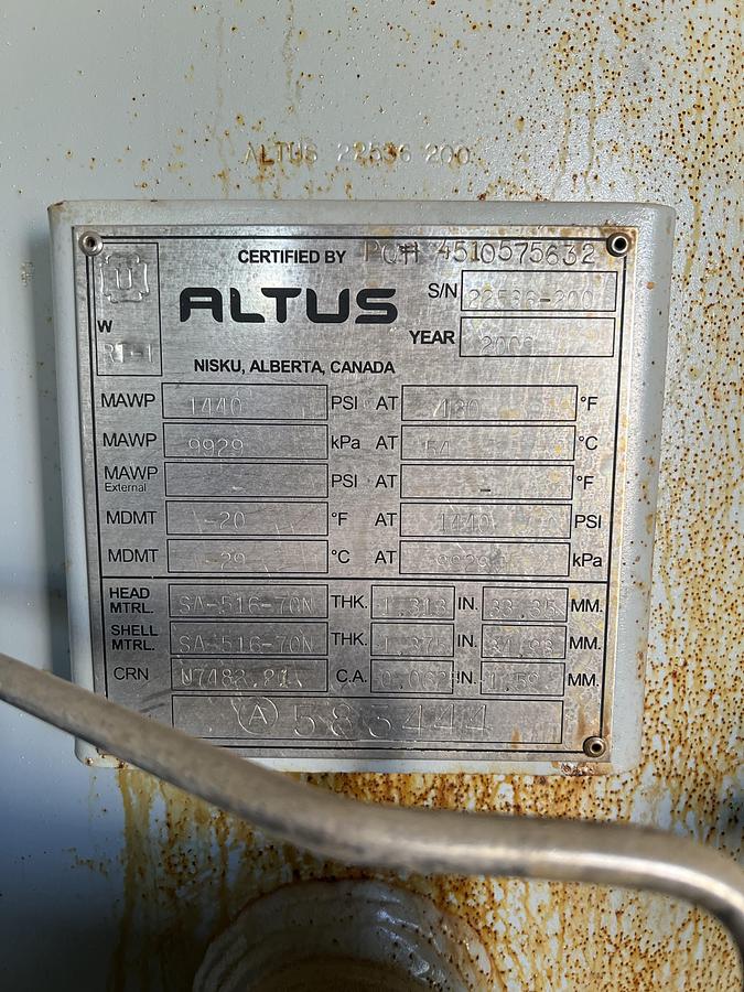 Used 2009 Altus 48" Vertical Separator
