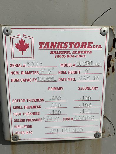 Used 100 BBL B-Tex Tank