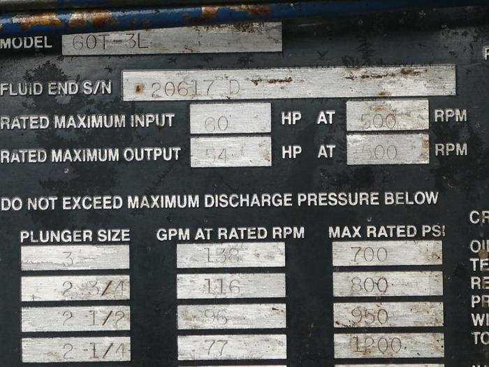 Used 2009 National Oilwell 60 HP Triplex Pump