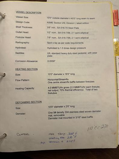 Used 10x40' Heavy Oil Treater