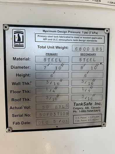 Used 50 BBL Double-Wall Tank