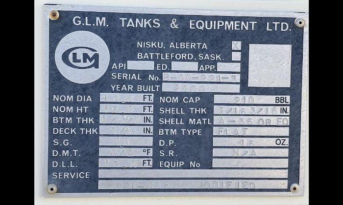 Used 4 x 200 BBL Double Walled, Internally Coated Tanks