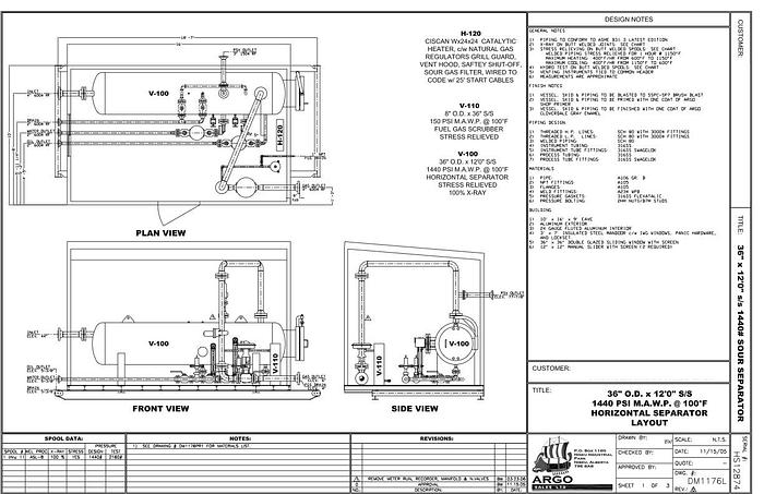 Refurbished 36" 1440psi Horizontal Sour Separator