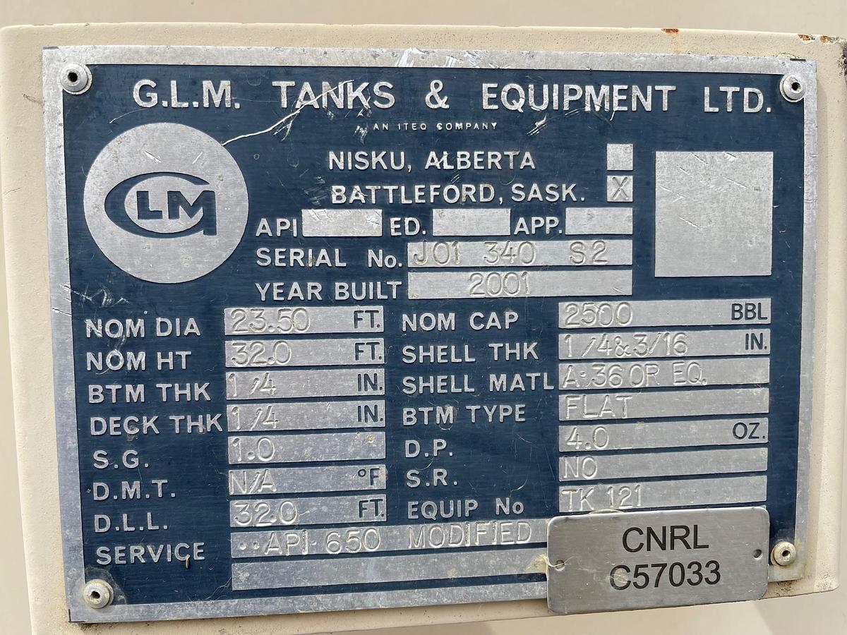 Used 2001 GLM 2500 BBL Tanks