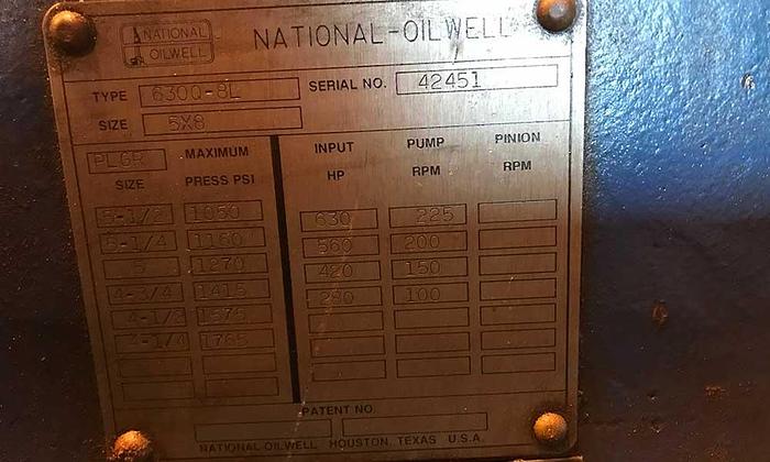 Used National Oilwell 630Q-8L Quintuplex Plunger Pumps