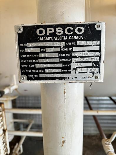 Used 1993 Opsco 42” X 16’ 1440 PSI Horizontal Separator