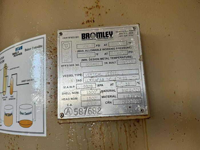 Used ULTRAFAB – 36″ x 120″ Gas Sweetening Skid