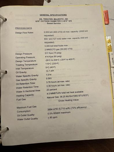 Used 10x40' Heavy Oil Treater