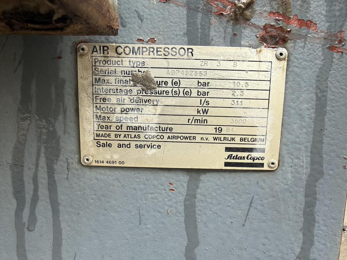 Used 1984 Atlas Copco ZR3 B Oil-Free Rotary Screw