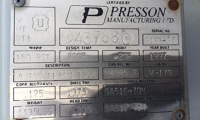 Used Amine Flash Tank