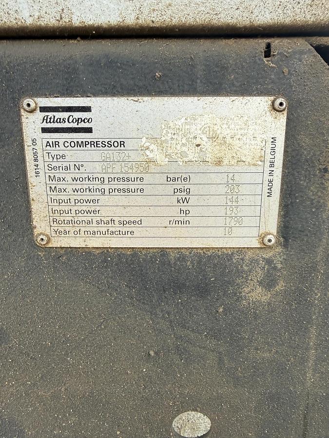 Used 2010 Atlas Copco GA132
