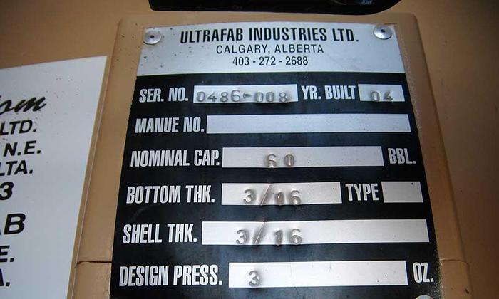 Used 60 BBL Ultrafab Tank/Separator Package