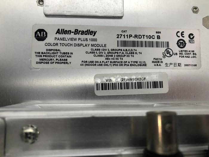 Used ALLEN BRADLEY PANELVIEW PLUS 1000 SERIES B WITH CONTROLNET MODULE
