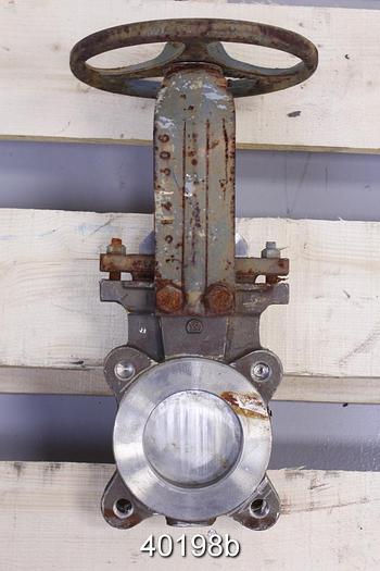 Used Fabri 3" Hand Operated Knife Gate Valve, Stainless Steel #40198