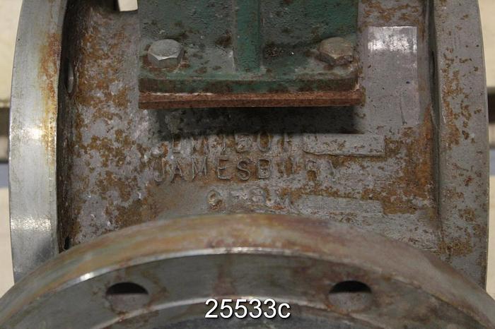 Used Jamesbury 3 Way Valve, 8", Body CF8M, Jamesbury Pmv Positioner Indicator #25533